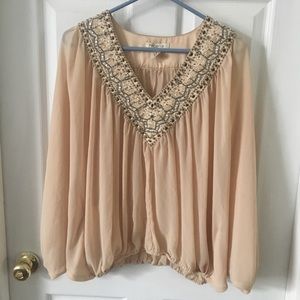 Arden B princess cream beaded top size small
